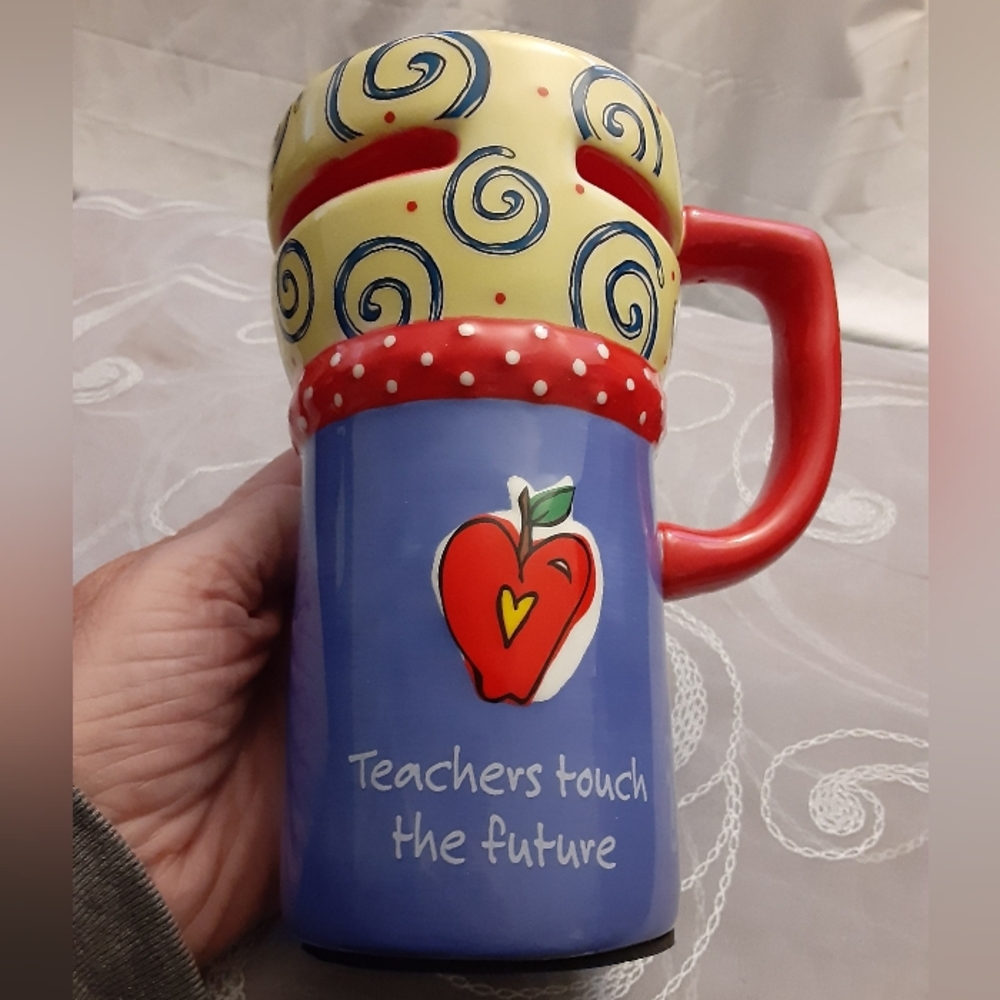 Colorful Tall Coffee/Tea Mug for a Teacher "Teachers Touch the Future"